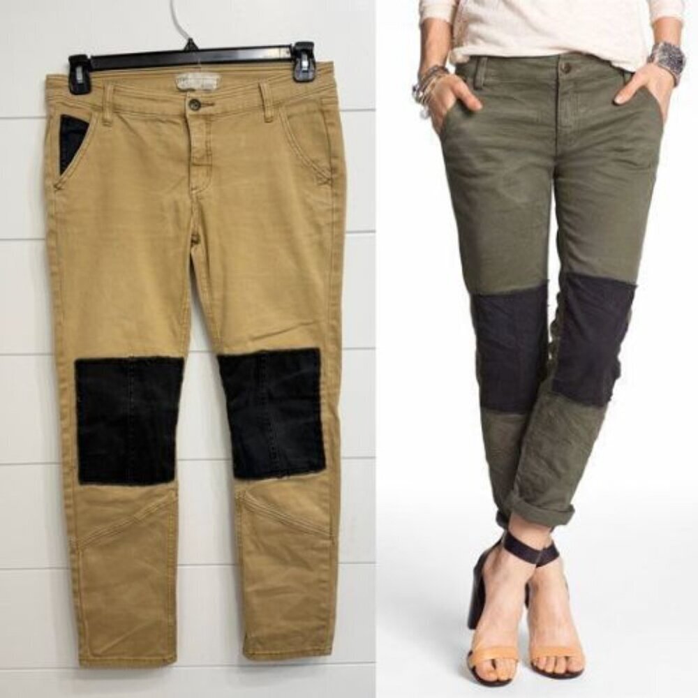 Free People Women's Tan Urban Military Knee Patch Pants Size 4 36127
